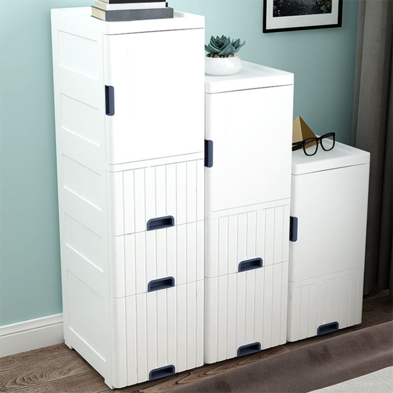 1/2- Door Nightstand in White/Grey/Beige 11.81" W x 15.75" D Bedside Cabinet with Casters