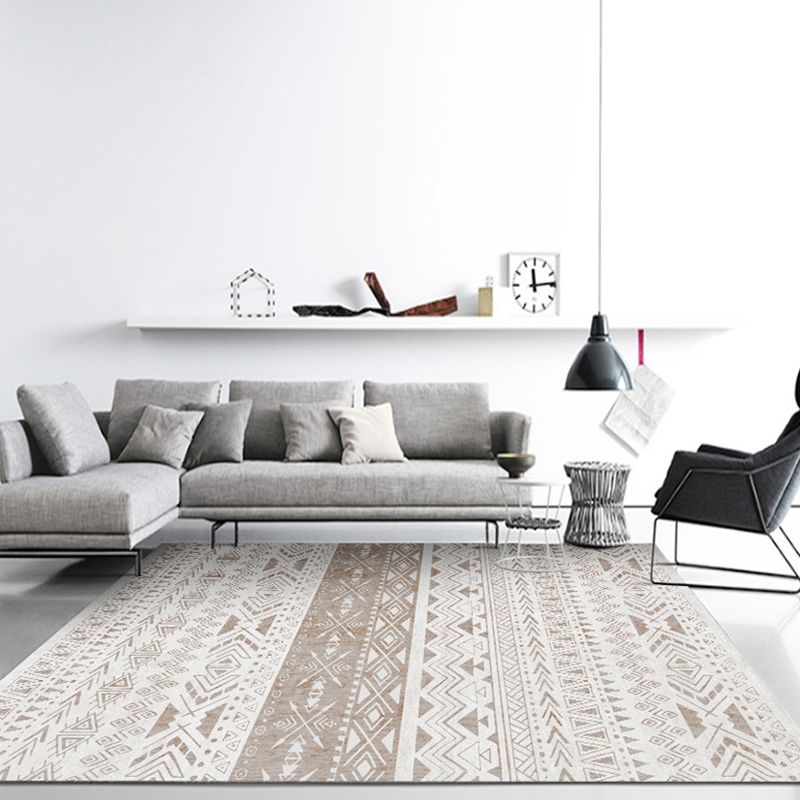 Classic Multi-Color Southwestern Rug Polyester Geometry Rug Stain Resistant Non-Slip Pet-Friendly Rug for Living Room