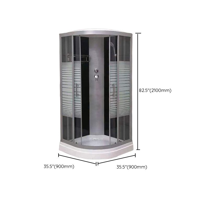 Double Sliding Rounded Shower Stall Frosted Tempered Glass Shower Kit