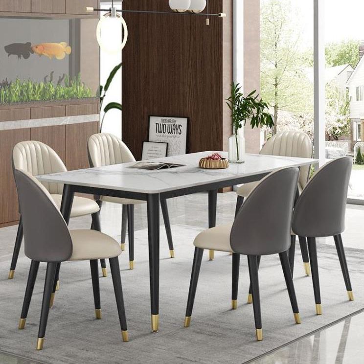 Modern Style Sintered Stone Dining Table Set 1/3/5/7 Pieces Dining Set for Home