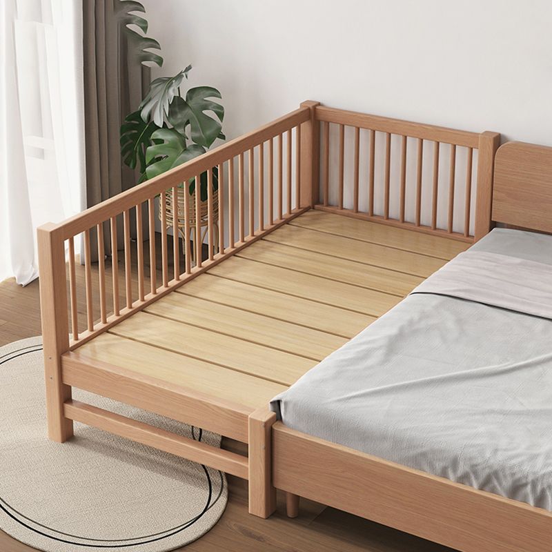 Farmhouse Nursery Bed Solid Wood Baby Crib with Guardrails and Mattress