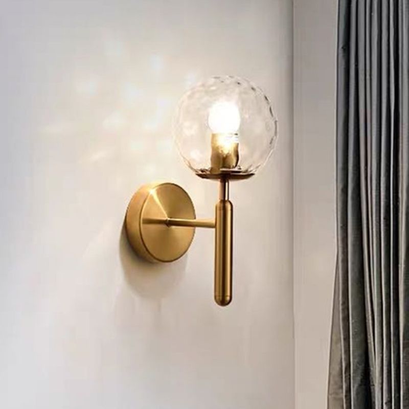 Metal Wall Sconce Ball Shape Vanity Lamp with Glass Shade for Bathroom