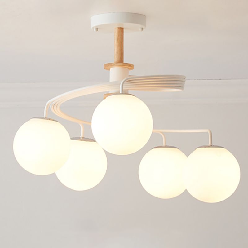 Luminaires de lustre en bois moderne globe suspension à suspension multiples