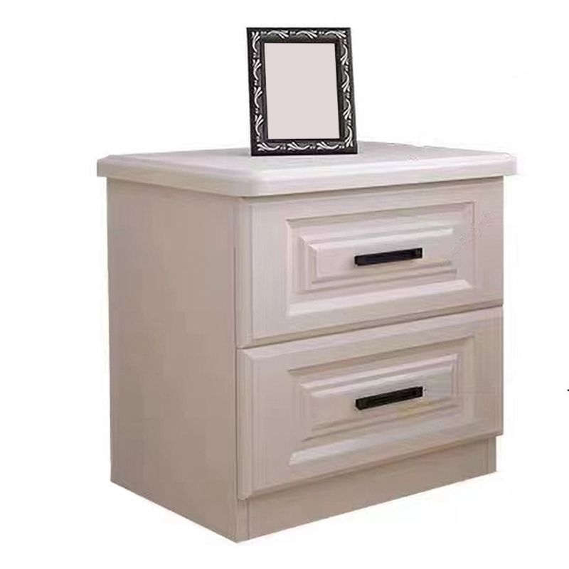 Scandinavian Drawers Included Accent Table Nightstand in White Wood