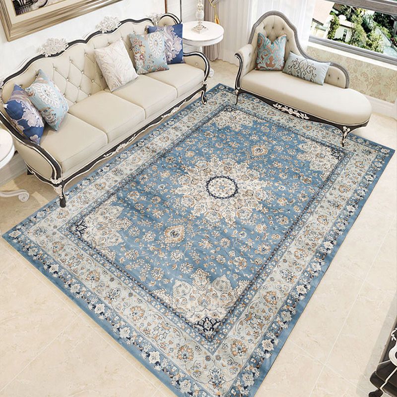 Olden Medallion Pattern Carpet Polyester Area Rug Stain Resistant Indoor Carpet for Living Room