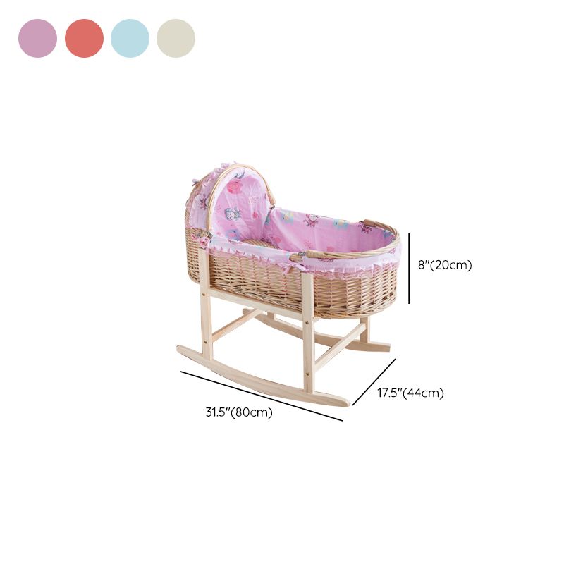 Oval Moses Basket Wicker Natural Moses Basket with Playpen for Newborn