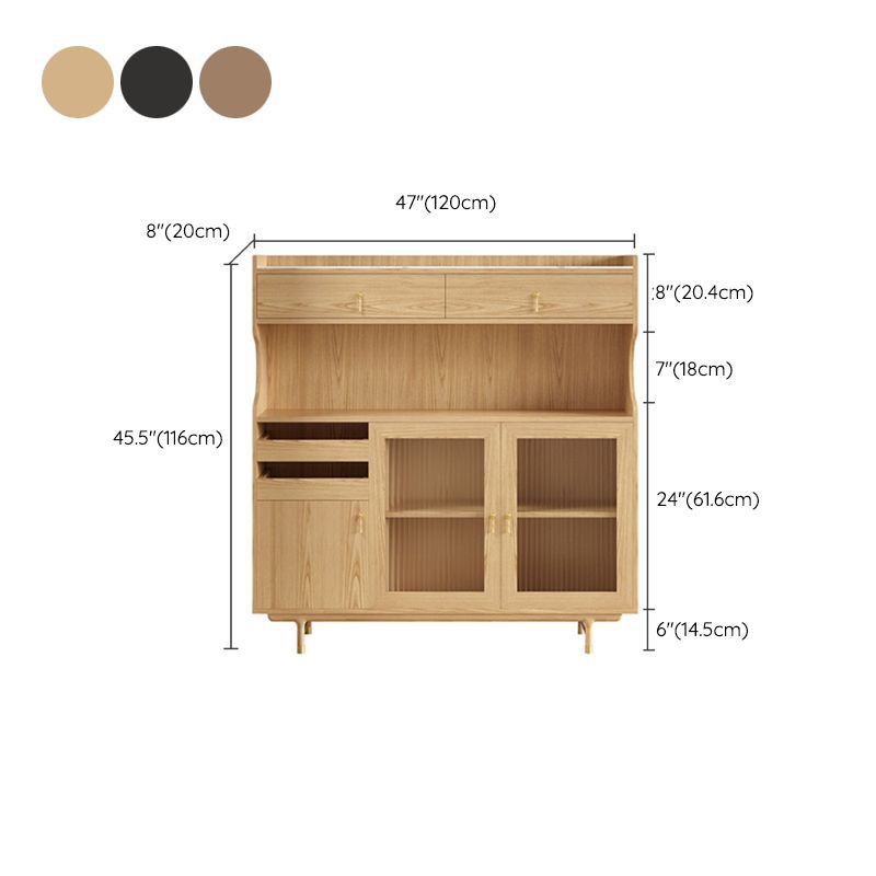 Contemporary Glass Doors Dining Hutch Ash Storage Cabinet for Dining Room