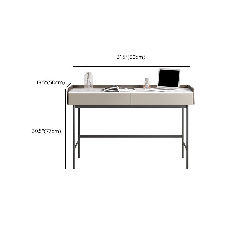 Modern Office Task Desk Rectangular Shape Grey Writing Desk with 4 Legs