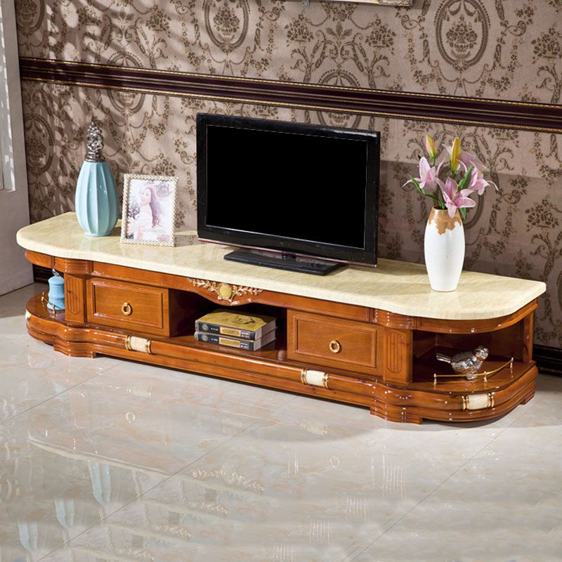 European TV Cabinet Living Room Bedroom Floor Classic TV Console with Cabinet