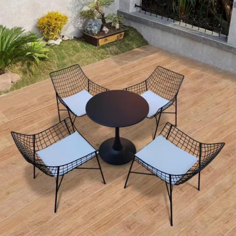 Modern Armless Outdoor Chair Metal Black/White Dining Side Chair