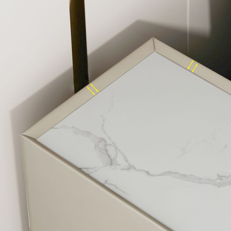 Modern Bed Nightstand Stone Accent Table Nightstand with Drawers