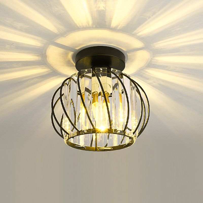 Lantern Semi Flush Light Armatures Modern 1-Light Semi Flush Mount Lamp met heldere kristalschaduw