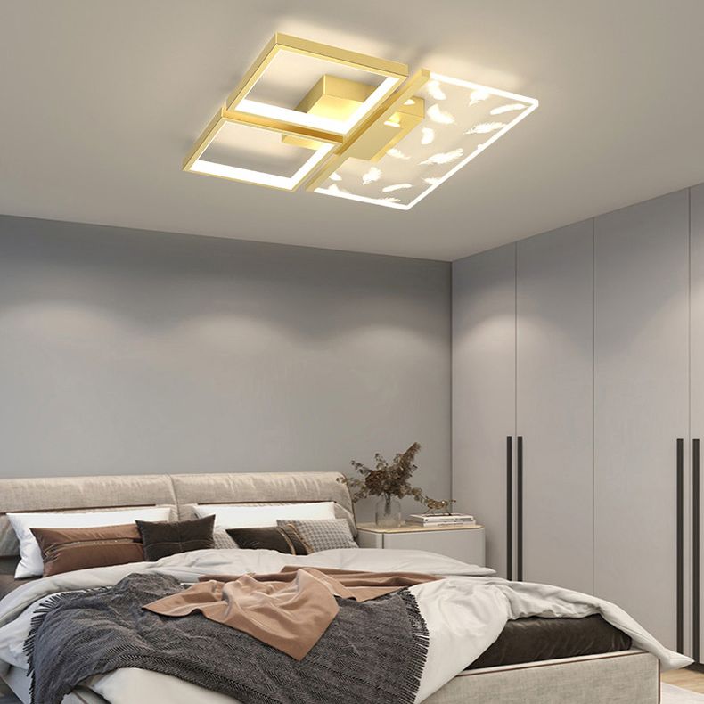 Moderno moderno con soffitto a led con piuma a led metallo a filo interno con ombra acrilica