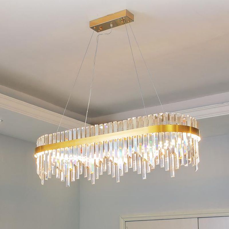 1-Tier Chandelier Lamp Modernist Crystal LED Gold Ceiling Pendant Light for Dining Room