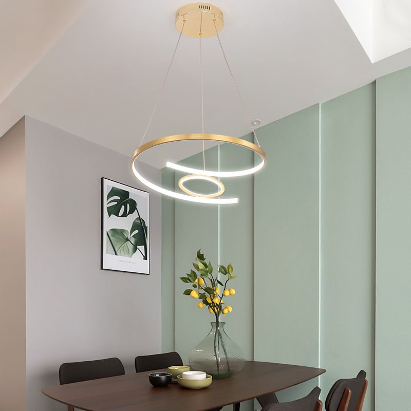 18"/23.5" Wide Twist Chandelier Lamp Modern Acrylic LED Gold Hanging Pendant Lamp in White/Warm Light for Living Room