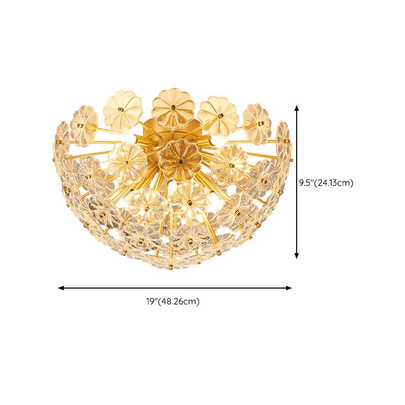 Sputnik Flower Modern Style Flush Mount Crystal Ceiling Light for Bedroom