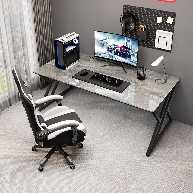 Industrial 29.53" Tall Computer Desk Stone Rectangular Gaming Desk