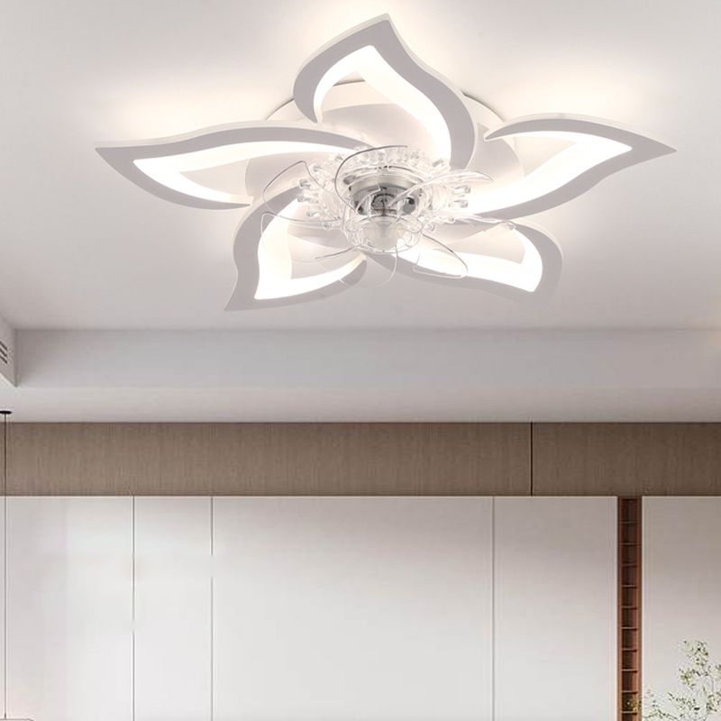 Metal Flower Shape Ceiling Fan Modern Style 5 Lights Ceiling Fans Fixtures