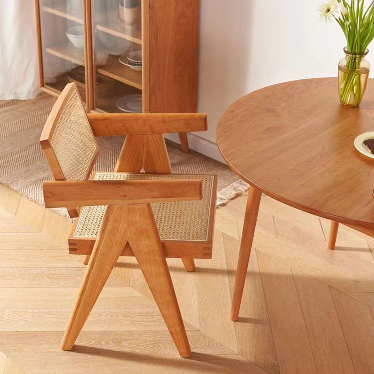 Modern Dining Room Side Chairs Wooden Arm Open Back Chair for Kitchen