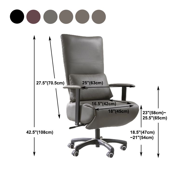 Modern Office Chair Swivel Arm Accent High-Back Leather Chair