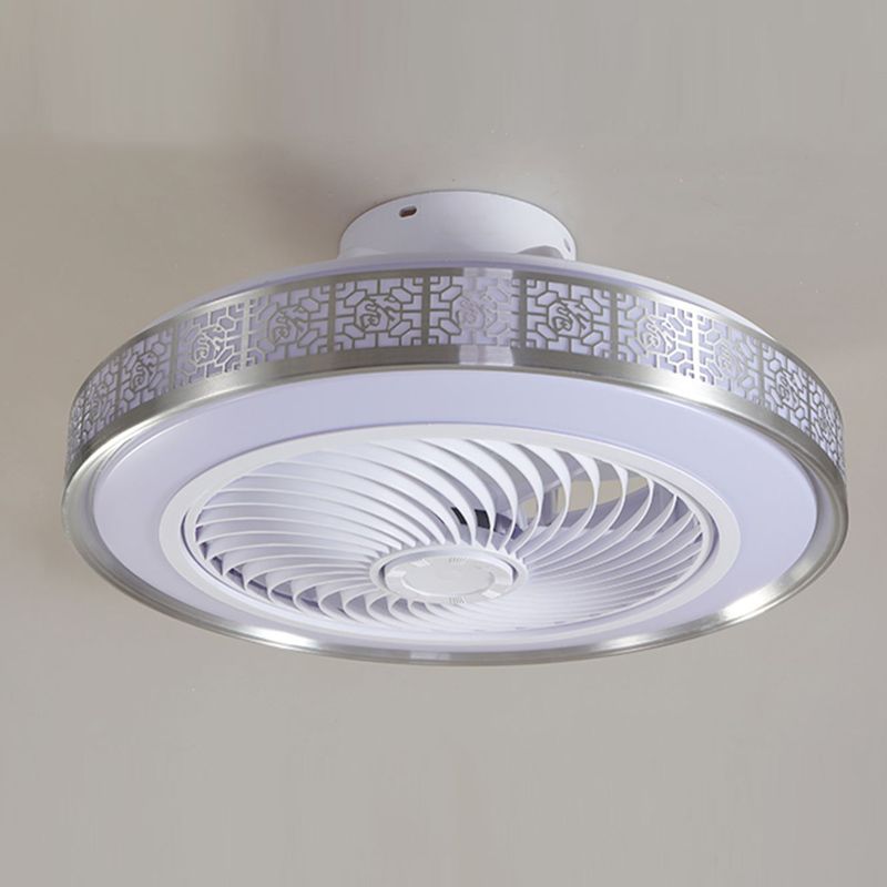 Chinese Style LED Fan Light Metal Round 20" Wide Flush Mount Light for Living Room