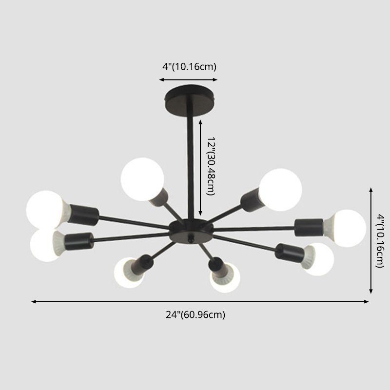 Nordischer Stil kreativer Metallkronleuchter 23,6 Zoll breit geblasen geformtem Glühbirnenleuchte für Schlafzimmer Wohnzimmer