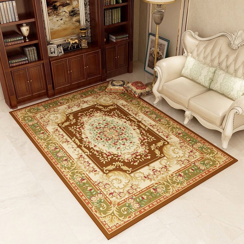 Tapis à imprimé médaillon traditionnel tapis en polyester tapis d'intérieur résistant aux taches pour le salon
