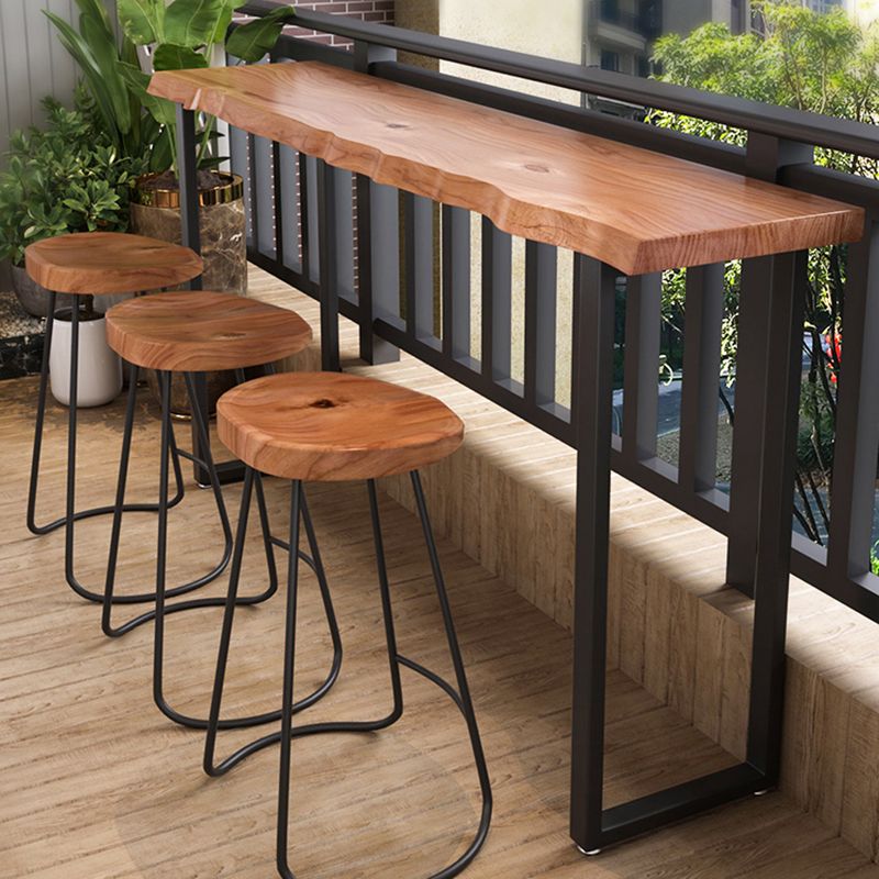 Pine Wood Bar Dining Table Modern Bar Table with Sled Base for Milk Tea Shop