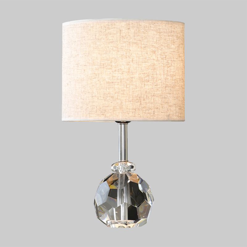 1-Bulb Living Room Night Lamp Simple Grey Nightstand Light with Prismatic Optical Crystal