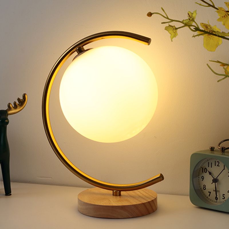 Sphere Night Table Lamps Modern Glass 1 Light Nightstand Lamp in Gold