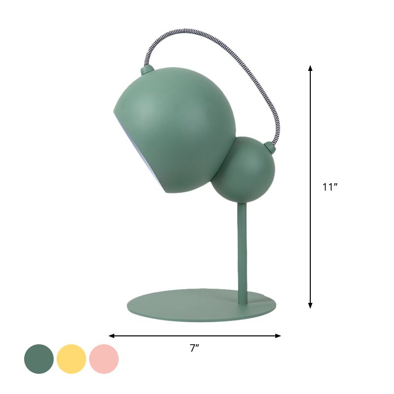 Pink/Yellow/Green Globe Table Lamp Modernist 1 Light Metallic Reading Light with Adjustable Shade for Bedroom