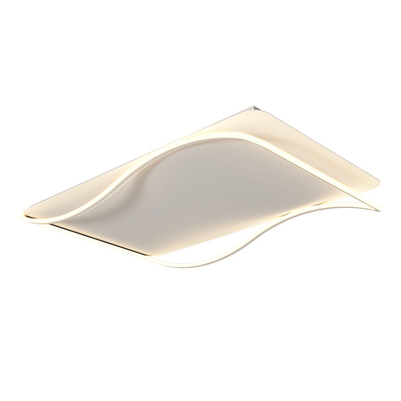 Modern Metal Flush Mount Rectangle Shape Ceiling Light with Silicone Shade for Living Room