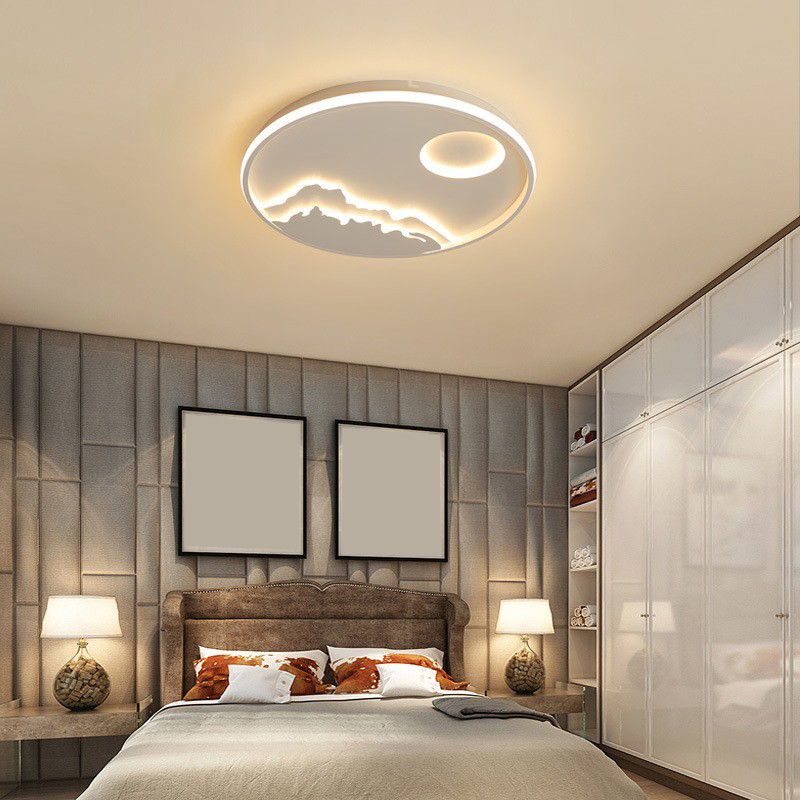 White Circular Flush Mount in Modern Creative Style Acrylic LED Ceiling Fixture