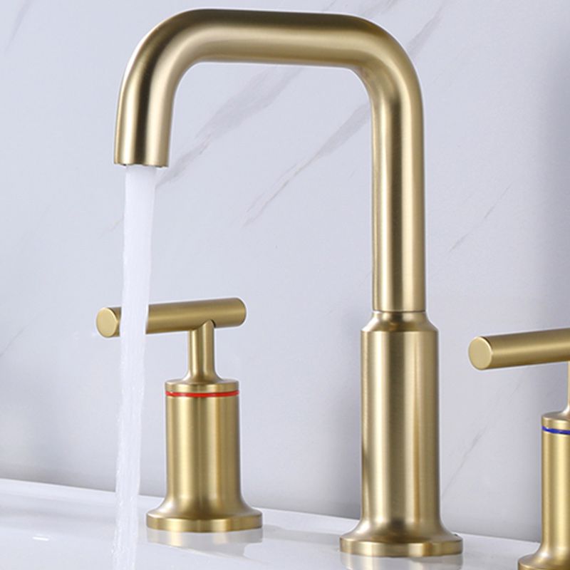 Modern Double Handle Sink Faucet with Water Inlet Pipe Bathroom Brass Sink Faucet