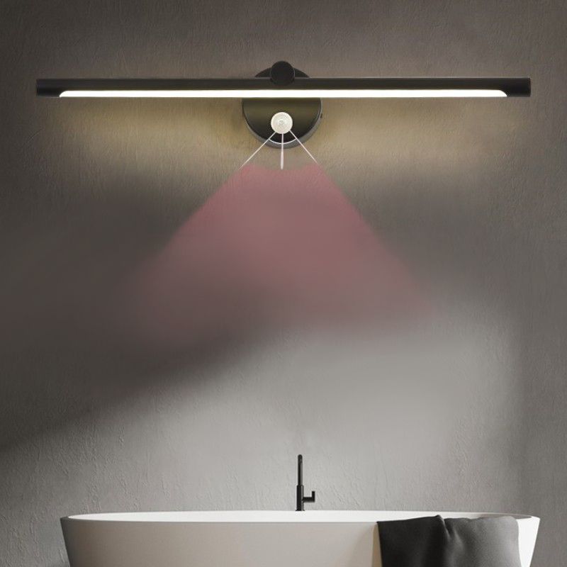 Black Acrylic Modern Wall Sconce 1-Light Linear Wall Mounted Lighting for Bathroom