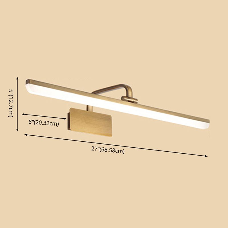 Lument de mur LED linéaire imperméable métal Minimalisme moderne Vanité en laiton Lumière neutre pour la dressing