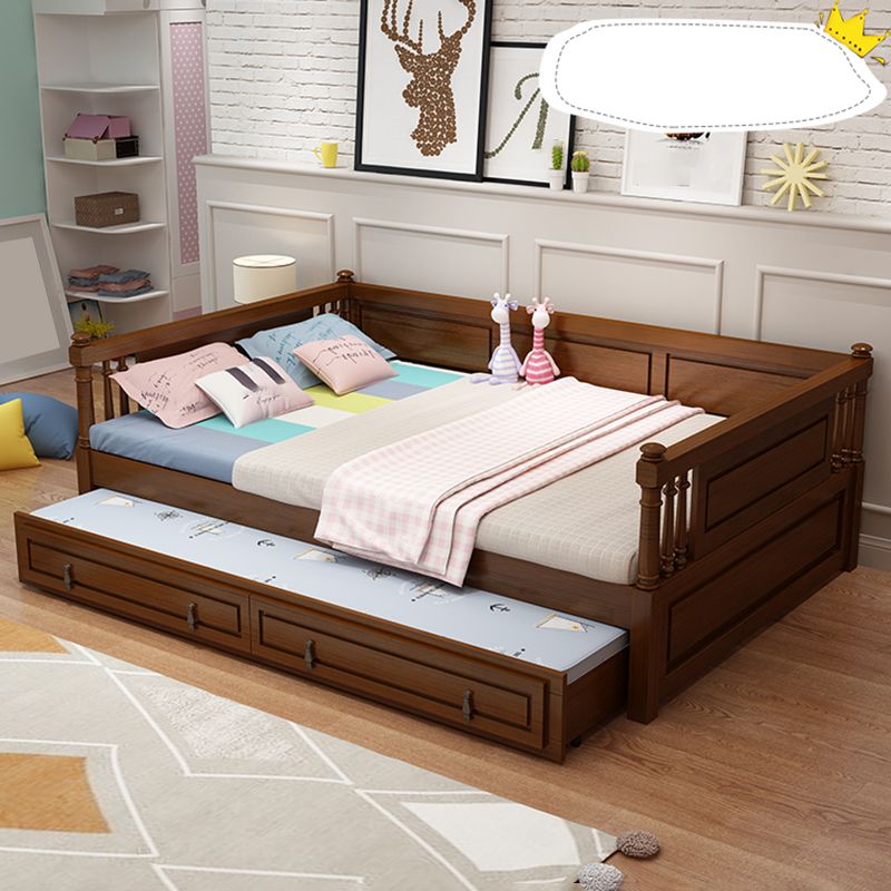 Contemporary Solid Wood Baby Crib with Guardrails Nursery Bed