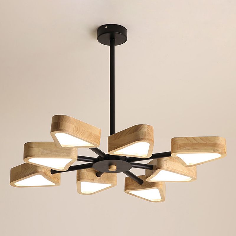 Wooden Sputnik Pendant Light in Modern Concise Style Wrought Iron Ceiling Light for Living Room