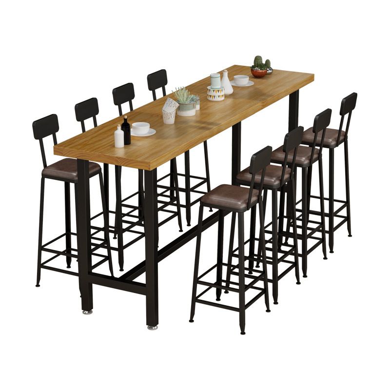 Wood Bar Table Traditional Luxury Rectangle Bar Dining Table with Trestle Base