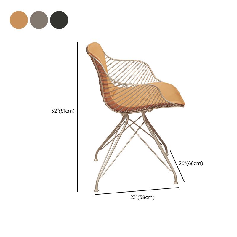 Contemporary Metal Dining Armchair with Arm Patio Dining Chair