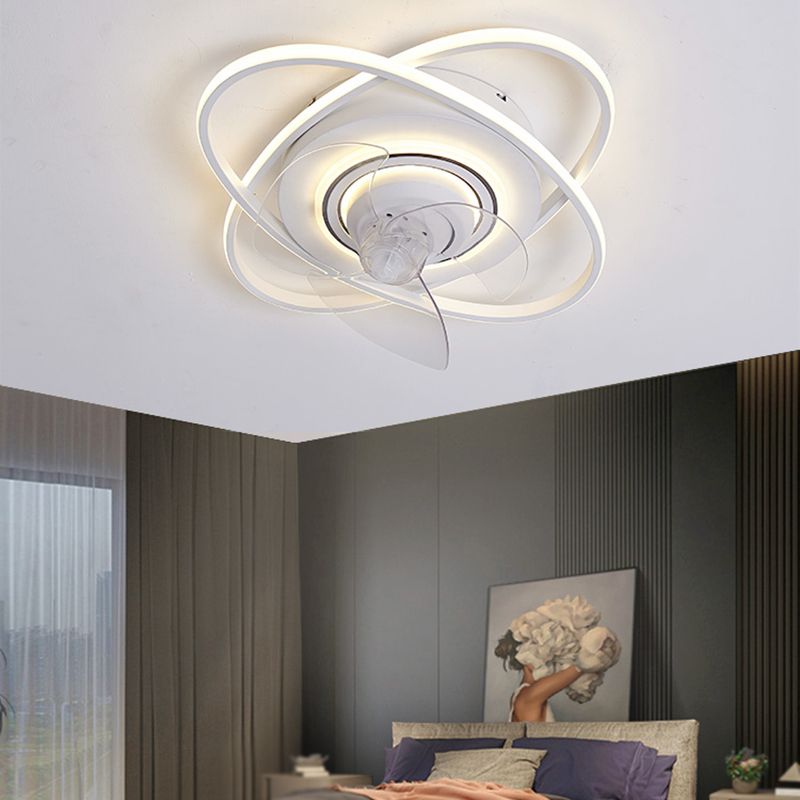 Oval LED Ceiling Fan Light Simple Ceiling Mount Lamp with Acrylic Shade for Bedroom