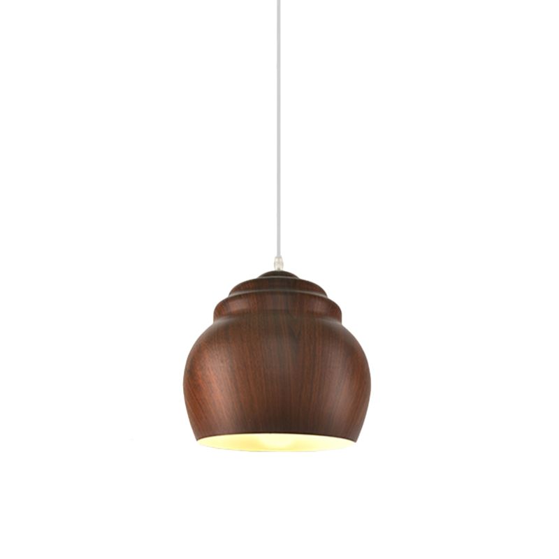 1 Head Hanging Ceiling Light Loft Pendant Lamp with Pottery Cup Aluminum Shade in Coffee