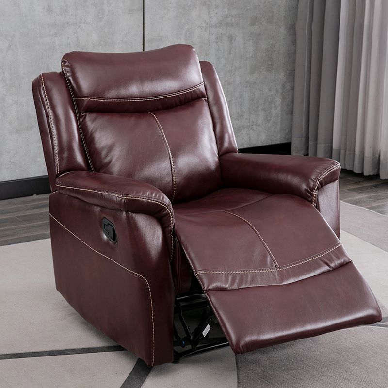 Swivel Rocker Metal Frame Standard Recliner Solid Color Leather Recliner Chair