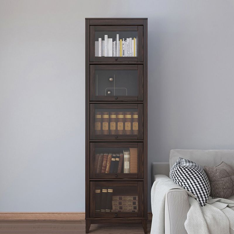 Modern Vertical Standard Bookshelf Manufactured Wood Bookcase with Glass Doors