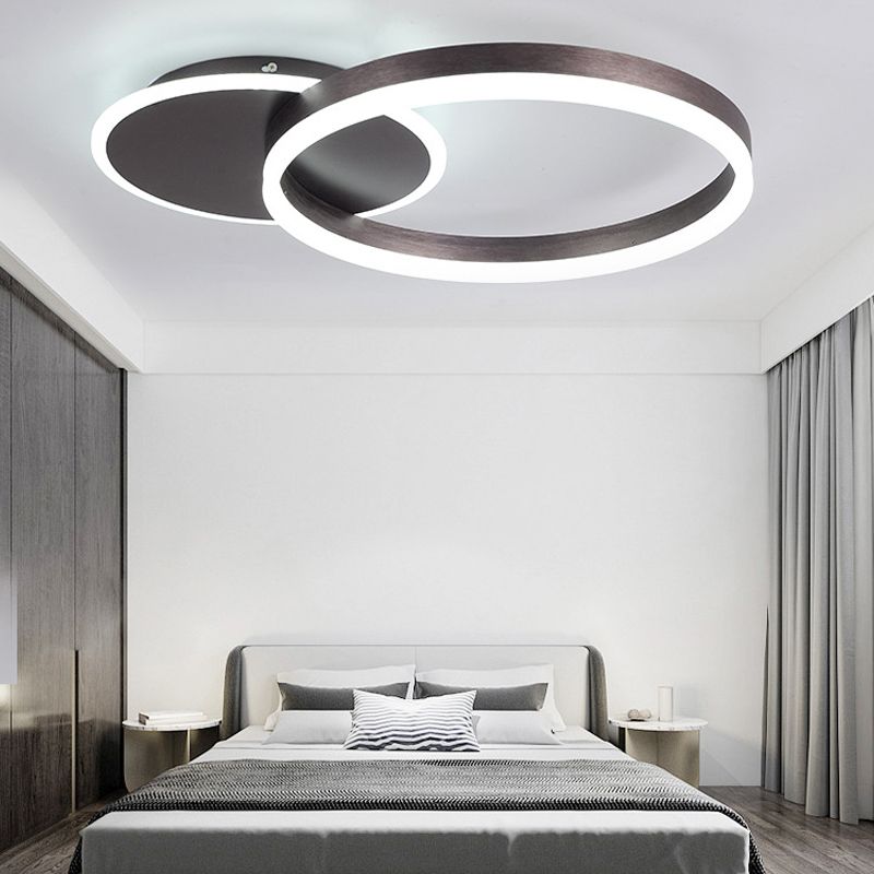 Ring Shape LED Ceiling Lamp Modern Aluminium 2 Lights Flush Mount for Bedroom