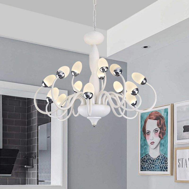 Bud Bedroom Up Chandelier Acrylic 15/22-Light Contemporary Hanging Ceiling Pendant in White