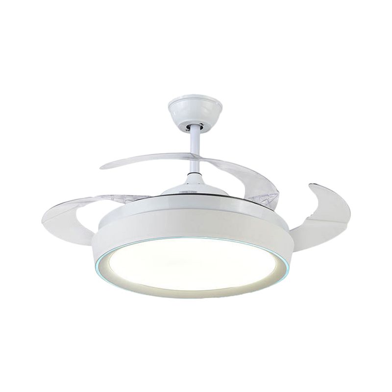 42 "brede drum plafond spoeling eigentijdse acryl wit 4-blade led hanger ventilator licht