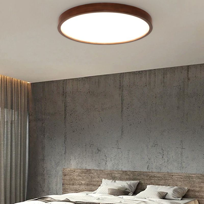 Modern Wood Flush Mount Geometric Shape LED Ceiling Light with Acrylic Shade