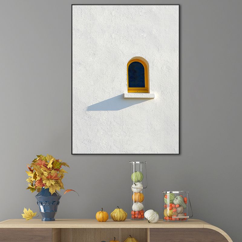 Nordic Building Window Canvas Print Soft Color Textured Wall Art for Living Room