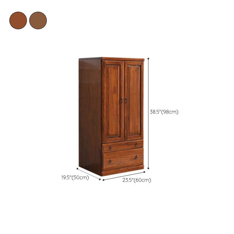 Solid Wood Kid's Wardrobe 2-door Wardrobe Closet with Lower Storage Drawers